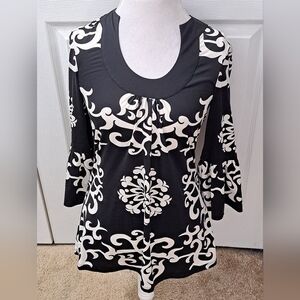 INC International Concepts Black & White Tunic Top   Size S